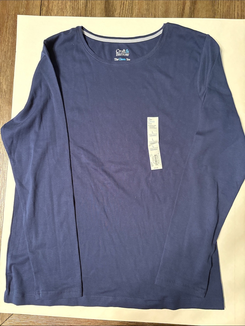 croft & barrow Long-Sleeve Crewneck Shirt - Deep Blue